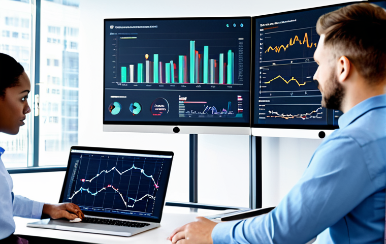 AI 윤리와 AI 윤리적 AI 소프트웨어 - Diverse Team Analyzing AI Data**

"A diverse team of data scientists in a modern office environment,...