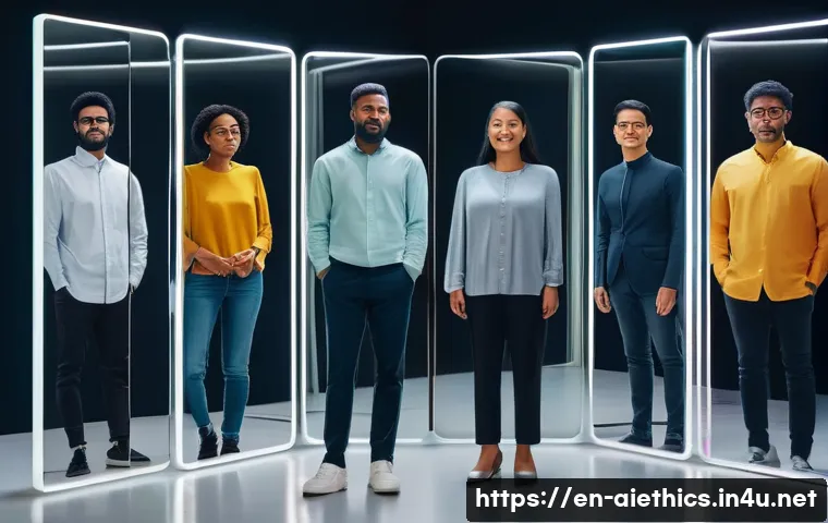 AI 윤리와 AI 윤리적 AI 연구소 - **Algorithmic Fairness: The Digital Mirror of Equity**
    A vibrant, high-resolution digital painti...