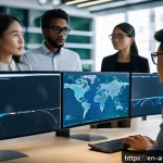 Home 21 AI 윤리와 AI 윤리 전문가 - A modern, high-tech office environment showing a diverse team of AI ethicists and engineers collabor...